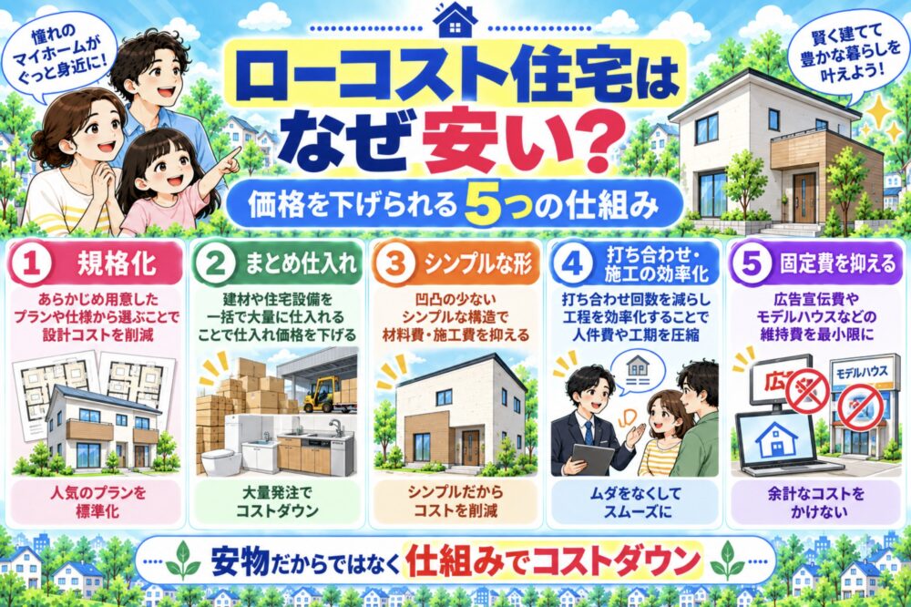 ローコスト住宅はなぜ安い?価格を下げられる5つの仕組み