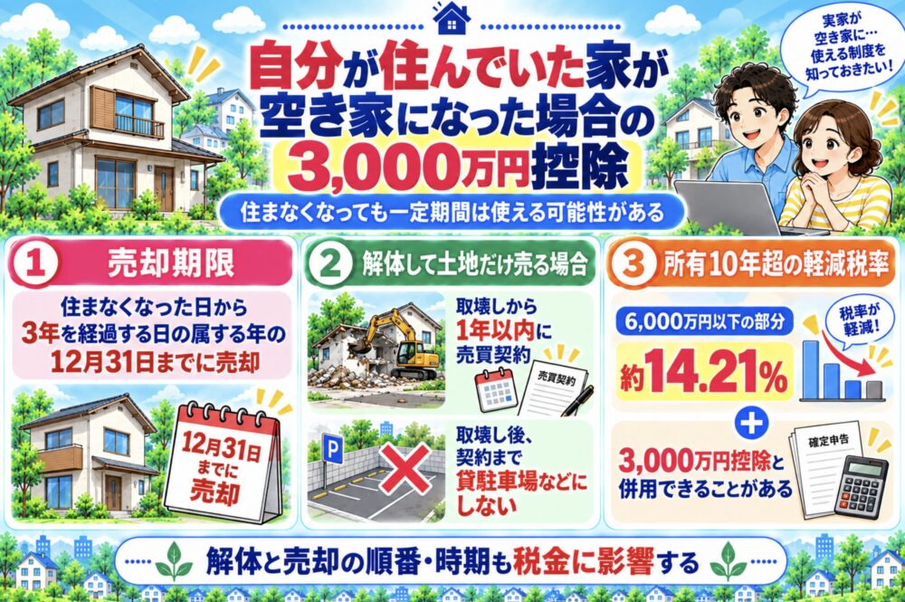 自分が住んでいた家が空き家になった場合の3,000万円控除