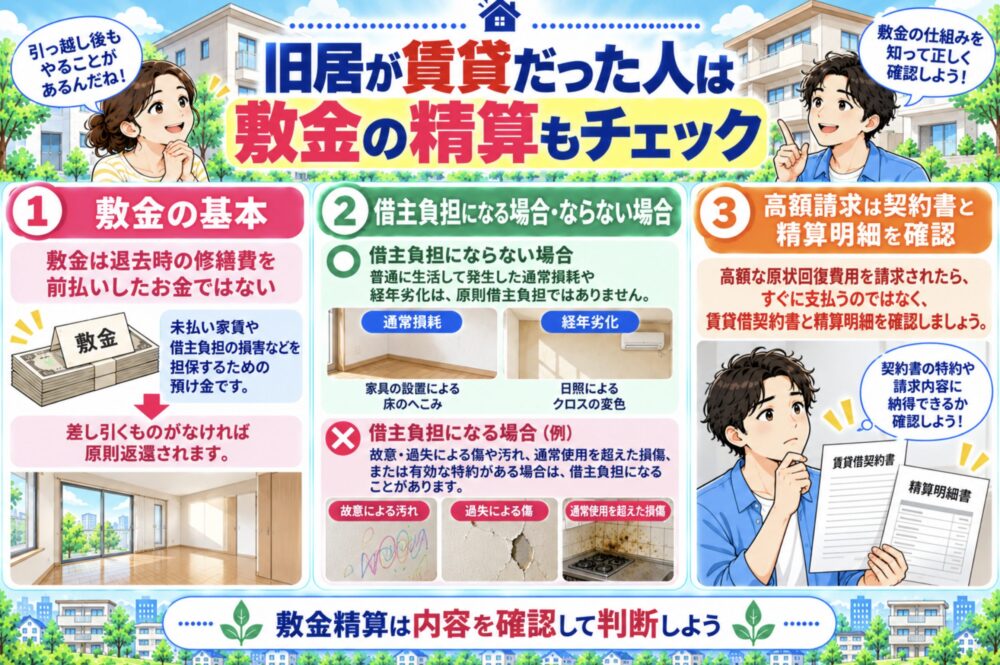旧居が賃貸だった人は敷金の精算もチェック