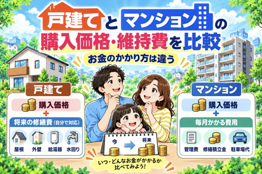 戸建てとマンションの購入価格・維持費を比較