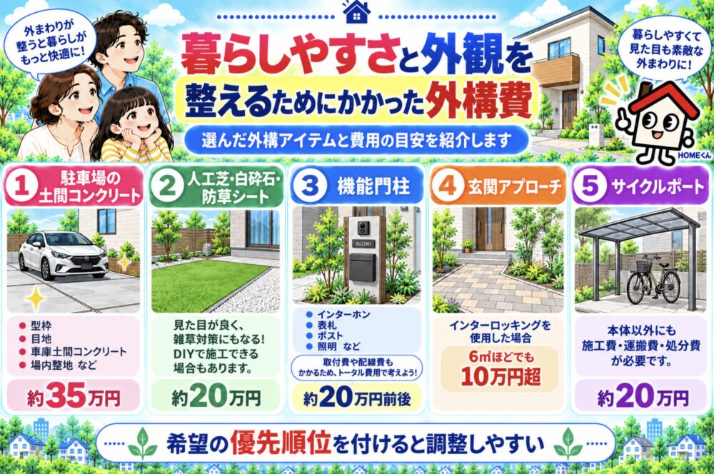 暮らしやすさと外観を整えるためにかかった外構費