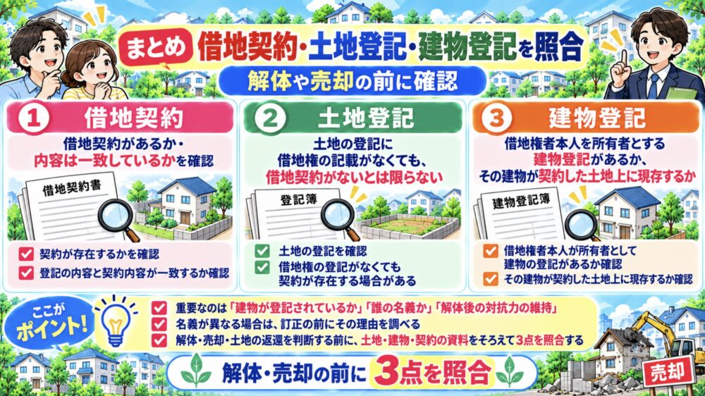 「借地契約・土地登記・建物登記」を解体や売却の前に照合する