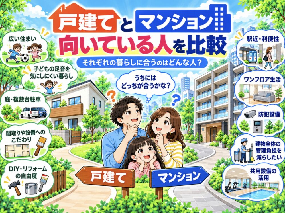 戸建てが向いている人・マンションが向いている人
