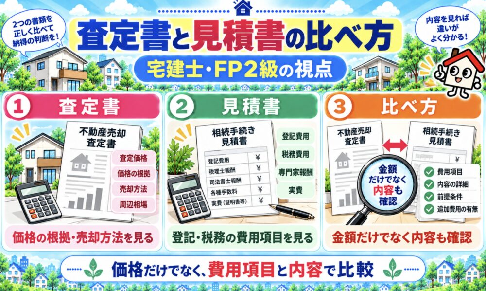 宅建士・FP2級が見る、売却査定書と相続手続き見積書の比べ方