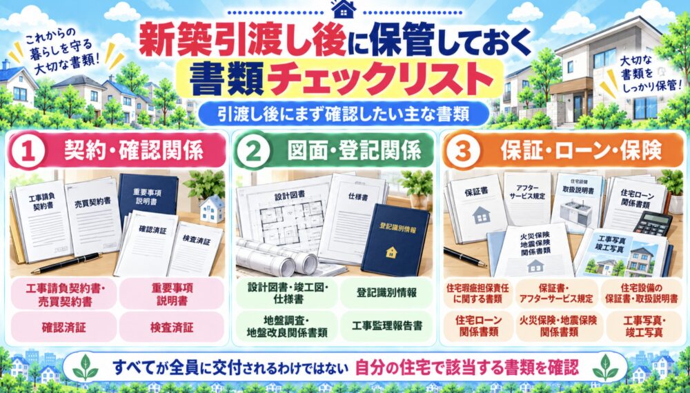 新築引渡し後に保管しておく書類チェックリスト