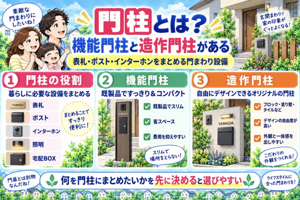 門柱とは?機能門柱と造作門柱がある