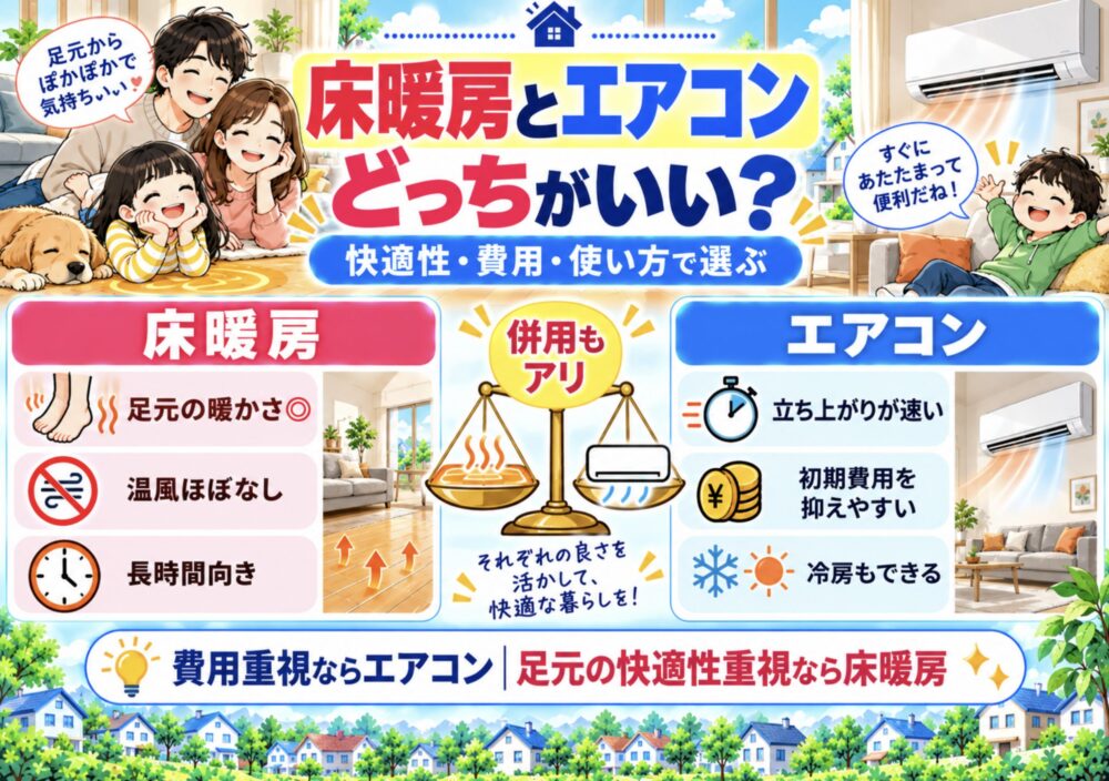 床暖房とエアコンはどっちがいい？