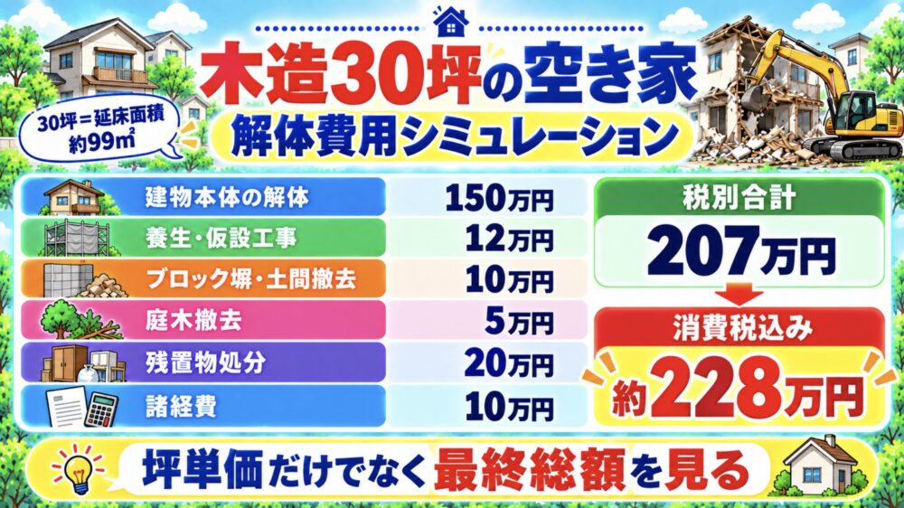 木造30坪の空き家｜解体費用の総額シミュレーション