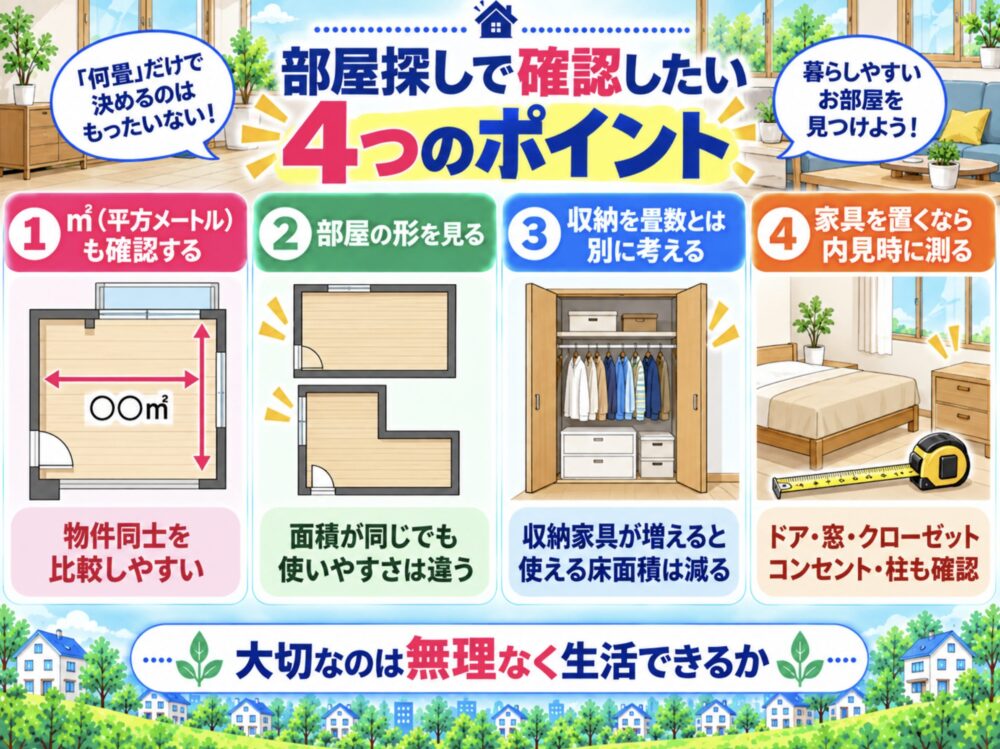 部屋探しでは「何畳」より確認したい4つのポイント