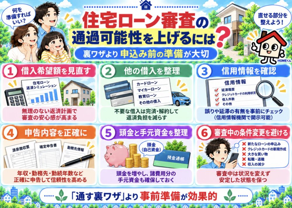 住宅ローン審査の通過可能性を上げるためにできること