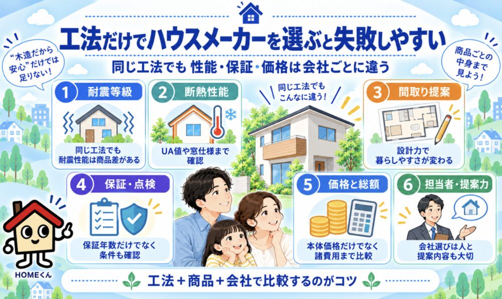 工法だけでハウスメーカーを選ぶと失敗しやすい