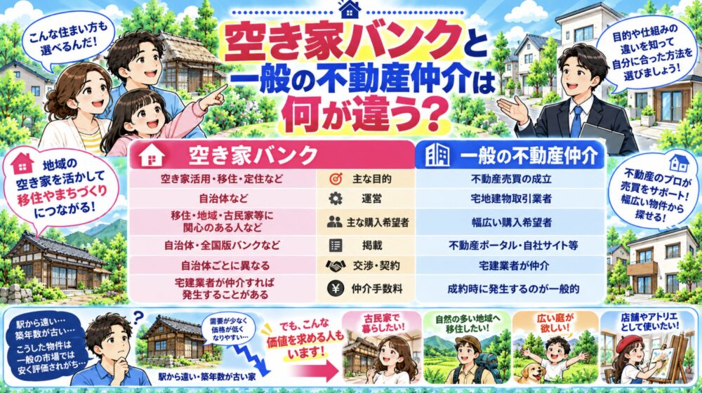 空き家バンクと一般の不動産仲介は何が違う?