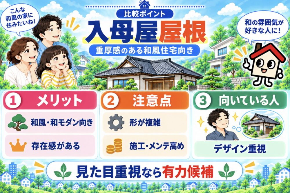 入母屋屋根｜重厚感のある和風住宅に向く
