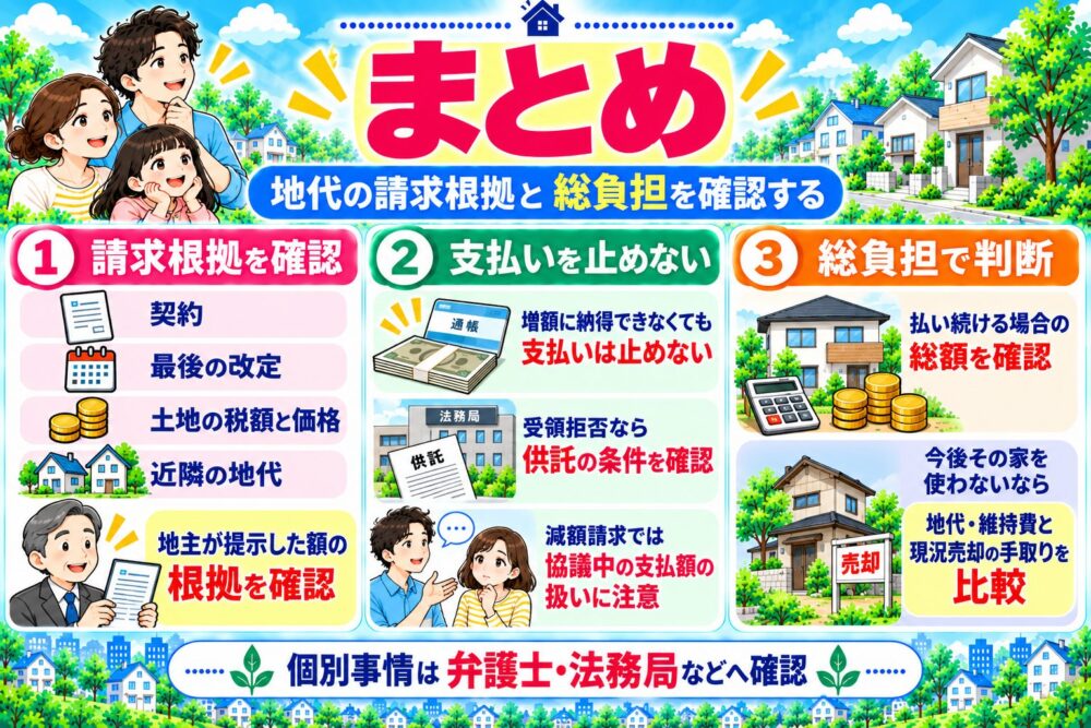 地代の請求根拠と、払い続ける場合の総負担を確認する