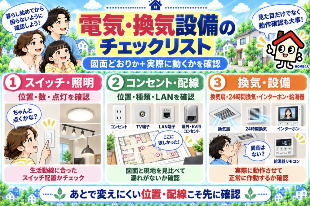 電気・換気設備｜施主検査チェックリスト