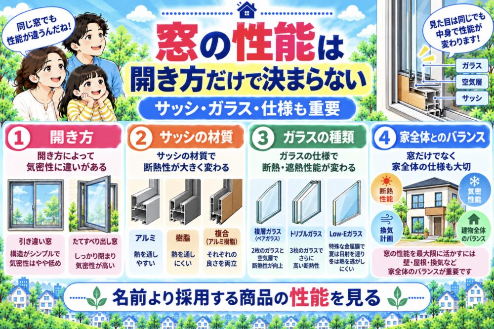 窓の気密性・断熱性は「開き方」だけでは決まらない