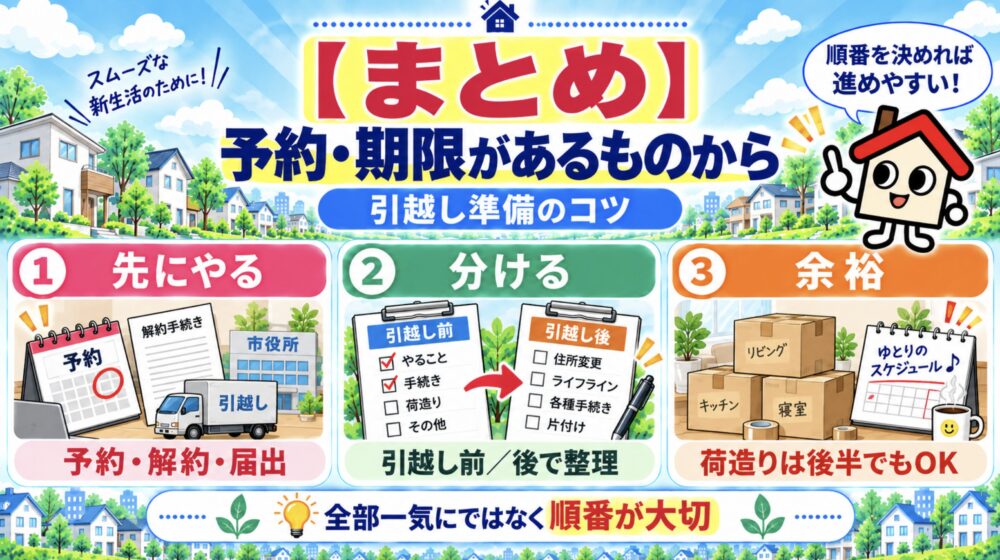 まとめ|予約・期限があるものから先に片付けよう