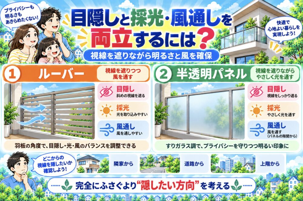 目隠しと採光・風通しを両立する方法