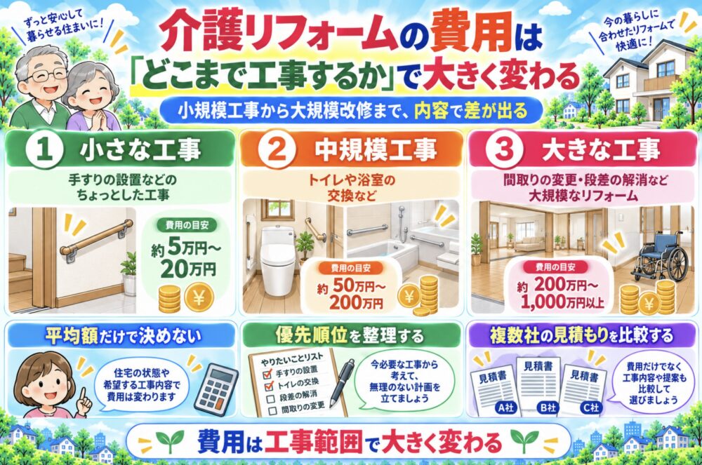介護リフォームの費用は「どこまで工事するか」で大きく変わる