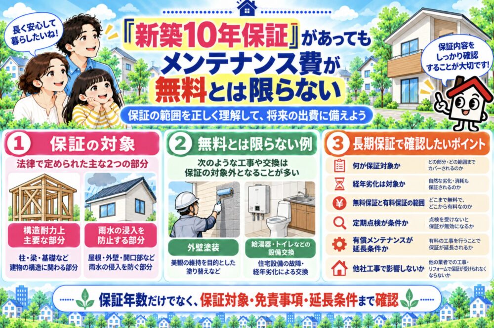 「新築10年保証」があってもメンテナンス費が無料とは限らない