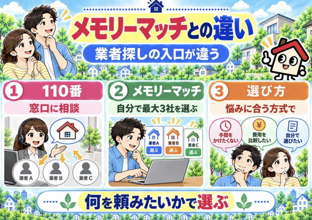 遺品整理110番とタウンライフメモリーマッチは何が違う?
