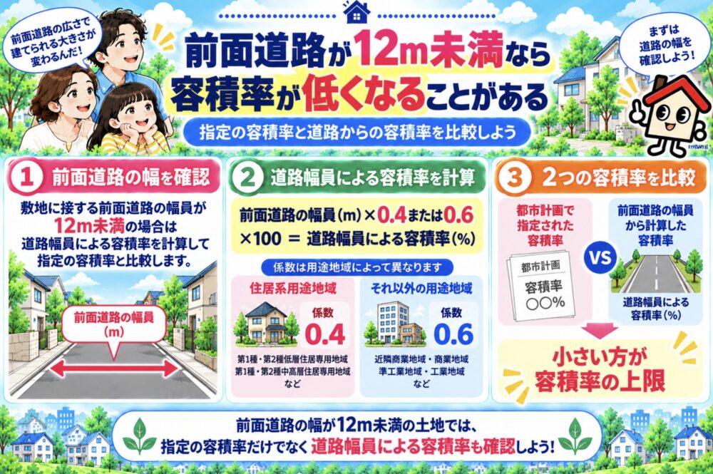 前面道路が12m未満なら容積率が低くなることがある