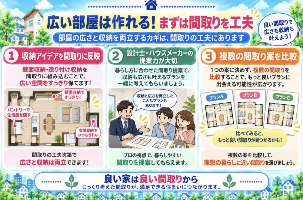 広い部屋は作れる!まずは間取りを工夫すべし