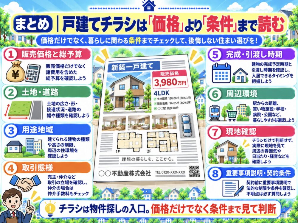 まとめ|戸建てチラシは「価格」より「条件」まで読む