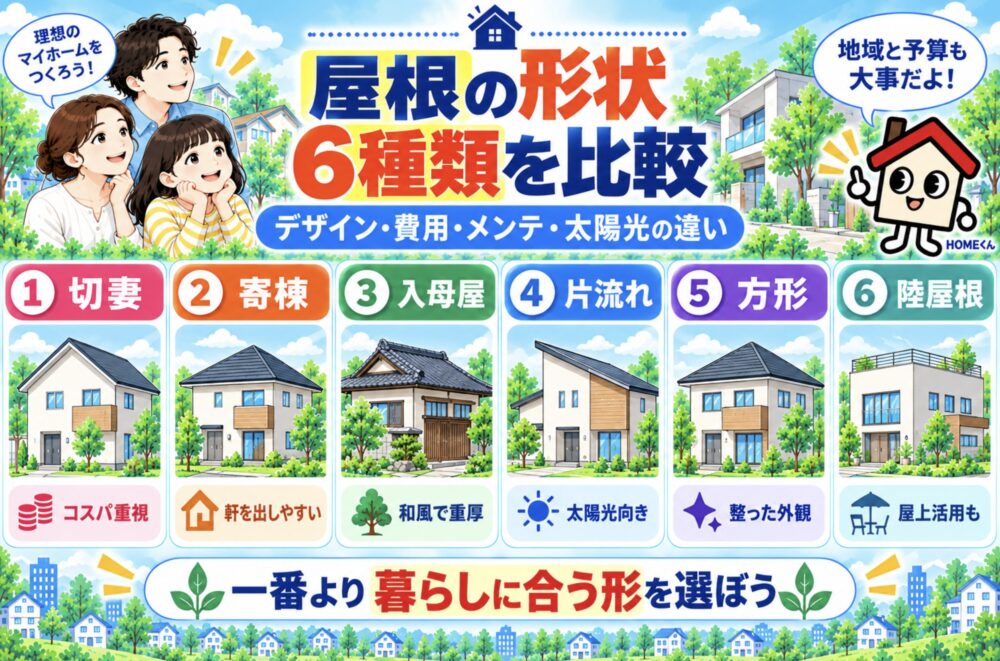 屋根の形状6種類を比較