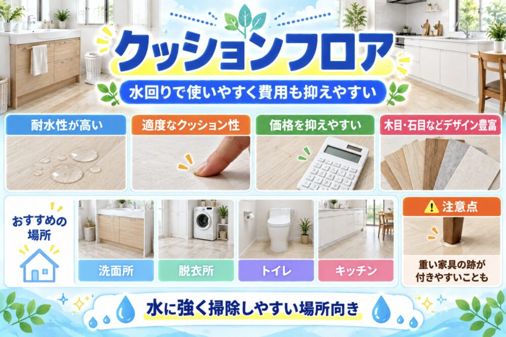 クッションフロア|水回りで使いやすく費用も抑えやすい
