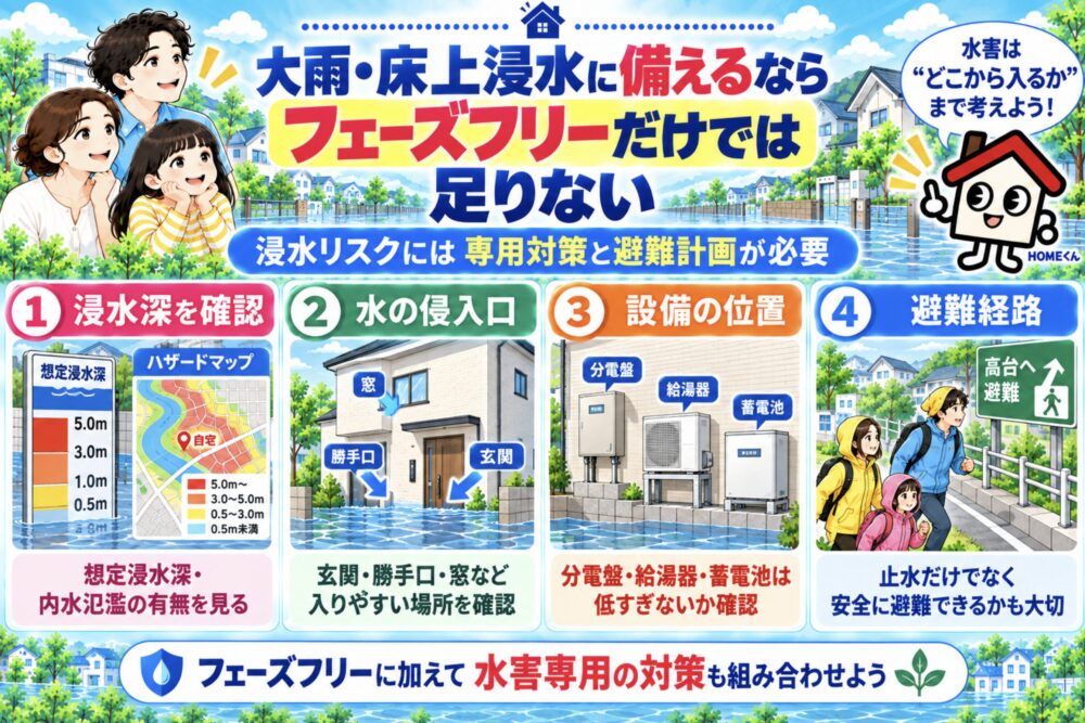 大雨・床上浸水に備えるならフェーズフリーだけでは足りない