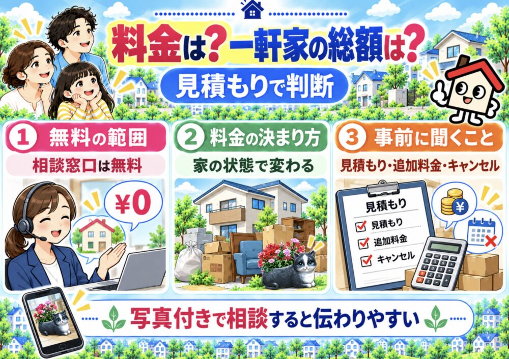 遺品整理110番の料金は?一軒家の総額は見積もりで判断する