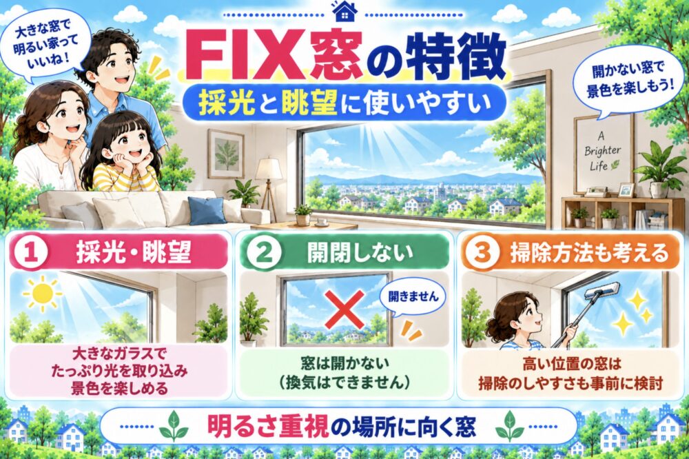 はめ殺し窓(FIX窓)|開けないからこそ採光と眺望に使いやすい