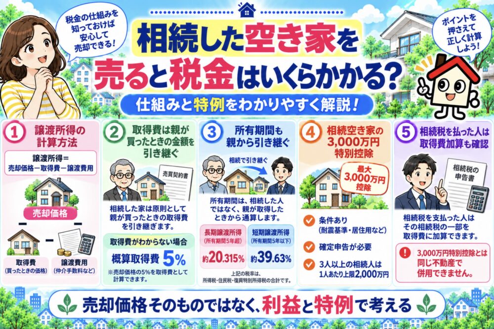 相続した空き家を売ると税金はいくらかかる?