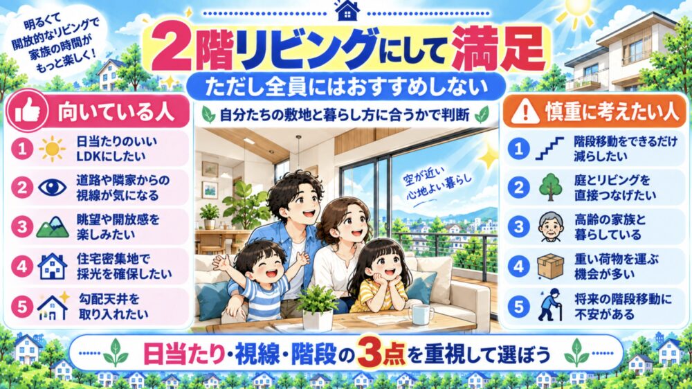 結論|2階リビングにして満足。ただし全員にはおすすめしない