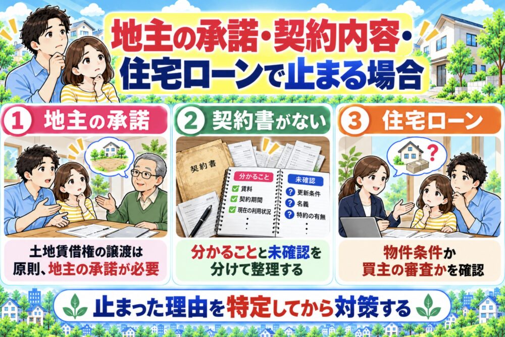 地主の承諾・契約内容・住宅ローンで止まった場合