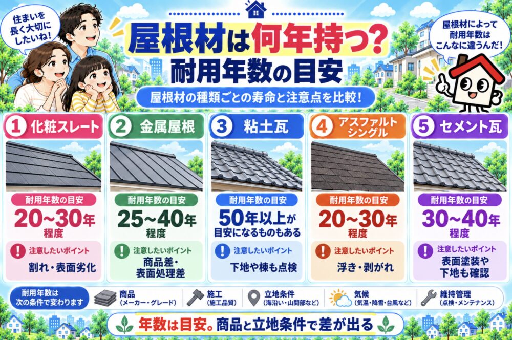 屋根材は何年持つ?耐用年数の目安