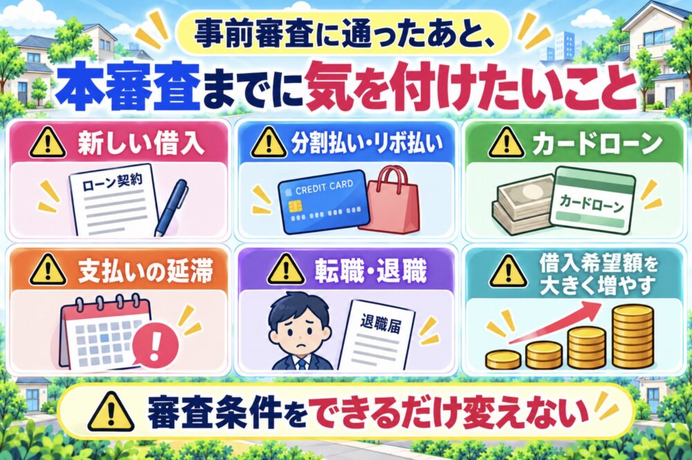 事前審査に通ったあと、本審査までに気を付けたいこと