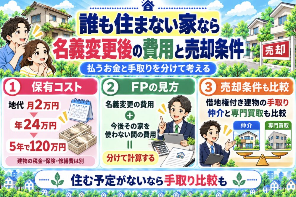 誰も住まない家なら、名義を直した後の費用と売却条件も考える　借地権